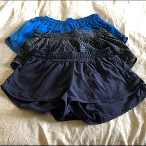 3 pairs lululemon Hotty Hot shorts 2.5 inch